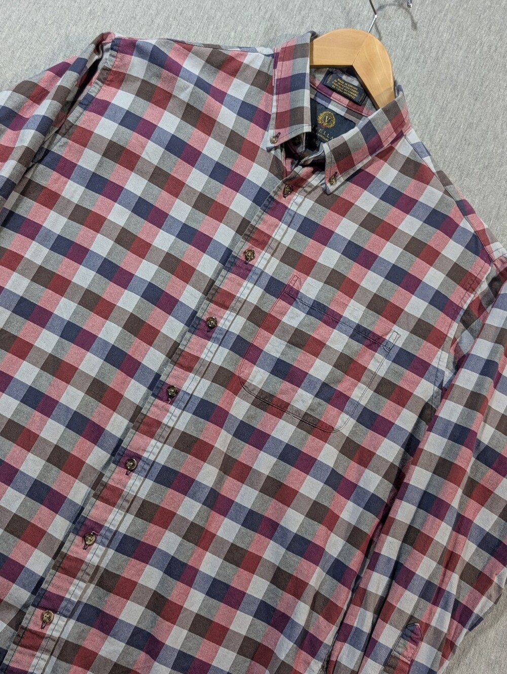 Viyella Wool Blend Plaid Shirt Men's Large Purple Red